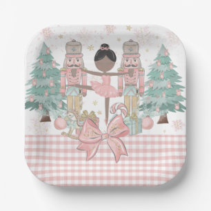 Assiettes En Carton Le ballet Casse-Noisette Noël pastel rose