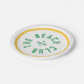 Assiettes En Carton Le Beach Club Green Crest Yellow Stripe (Angle)