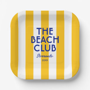 Assiettes En Carton Le Beach Club Sorrento Cabana Jaune Stripe