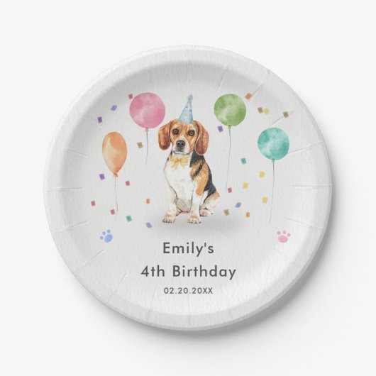 Assiettes En Carton Le beagle laisse le chien chiot Anniversaire de en (Devant)