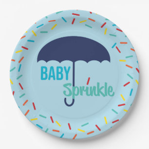 Assiettes En Carton Le bébé arrosent le parapluie