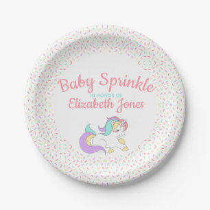 Assiettes En Carton Le bébé en pastel de licorne arrosent