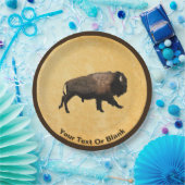 Assiettes En Carton Le Bison De Galage Sur Papier Ancien (Fête)