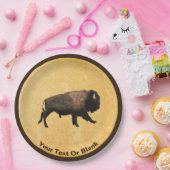 Assiettes En Carton Le Bison De Galage Sur Papier Ancien (Fête)
