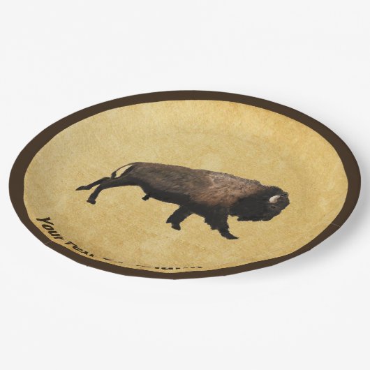 Assiettes En Carton Le Bison De Galage Sur Papier Ancien (Angle)