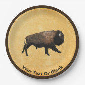 Assiettes En Carton Le Bison De Galage Sur Papier Ancien (Devant)