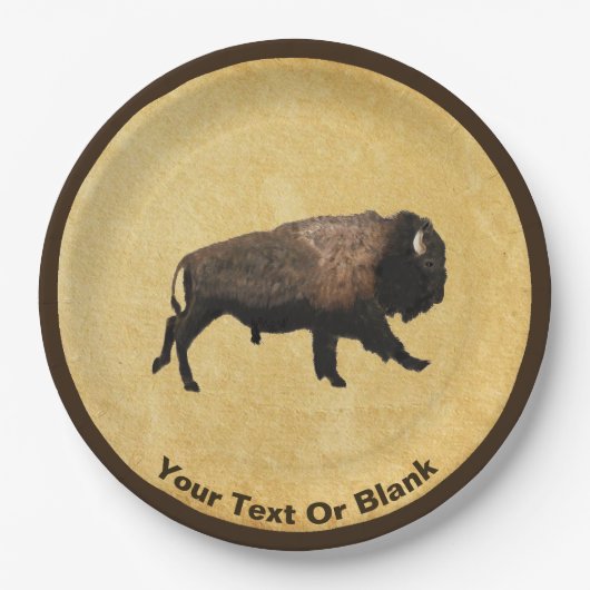 Assiettes En Carton Le Bison De Galage Sur Papier Ancien (Devant)