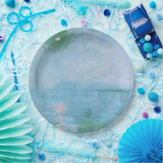 Assiettes En Carton Le brouillard sur la Tamise (par Claude Monet) (Fête)