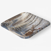 Assiettes En Carton Le Cardinal Rouge perché sur les Antlers d'un cerf (Angulaire)