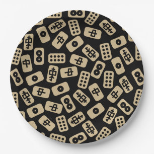 Assiettes En Carton Le carrelage du Mahjong beige noir