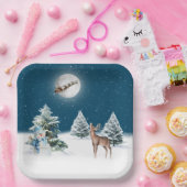 Assiettes En Carton Le cerf de Noël et le Père Noël (Fête)