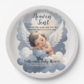 Assiettes En Carton Le Ciel A Envoyé Un Bébé Ange Dans Le Baby shower  (Devant)