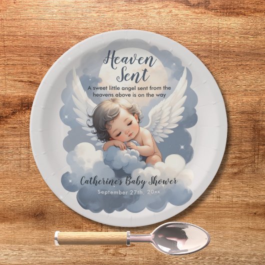 Assiettes En Carton Le Ciel A Envoyé Un Bébé Ange Dans Le Baby shower 