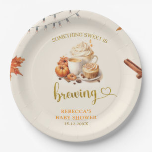Assiettes En Carton Le Citrouille d'automne brasse du café Feuille pla