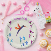 Assiettes En Carton Le colibri fleurit l'anniversaire d'anniversaire (Fête)
