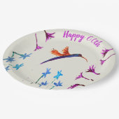 Assiettes En Carton Le colibri fleurit l'anniversaire d'anniversaire (Angle)