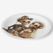 Assiettes En Carton Le Couple de Mariage Halloween (Angle)