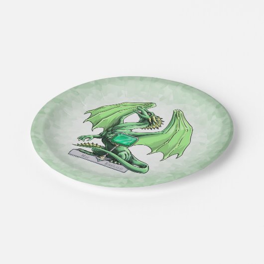 Assiettes En Carton Le dragon de Pierre de naissance de May : Emerald (Angle)