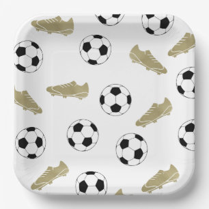 Assiettes En Carton Le Football Classique Nettoie Les Ventilateurs De 