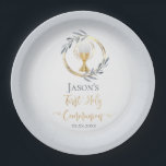 Assiettes En Carton Le garçon catholique de la première communion<br><div class="desc">Plaques de papier de la Première Sainte Communion</div>
