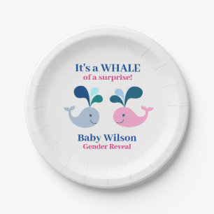 Assiettes En Carton Le genre révèle la baleine bleue rose d'une surp
