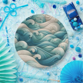 Assiettes En Carton Le Home Studio Ocean Wave Swirl