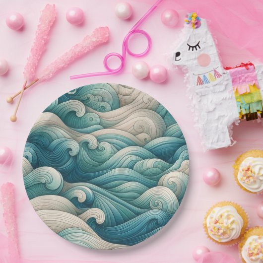 Assiettes En Carton Le Home Studio Ocean Wave Swirl (Fête)