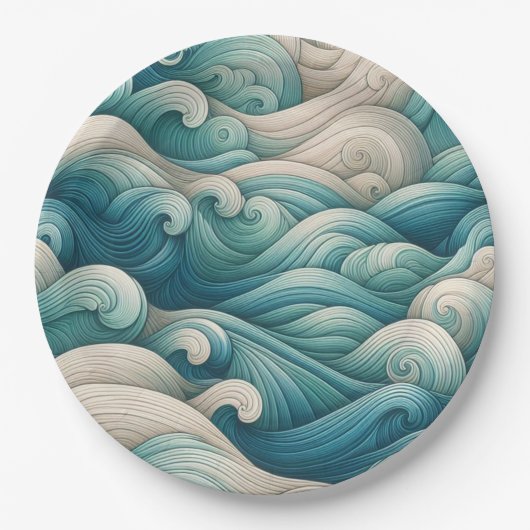 Assiettes En Carton Le Home Studio Ocean Wave Swirl (Devant)