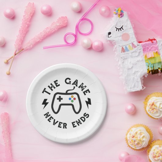 Assiettes En Carton Le jeu ne se termine jamais (Fête)