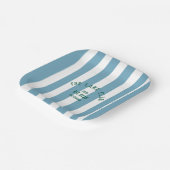 Assiettes En Carton Le Lake Club Custom Crest Blue Nautical Stripe (Angulaire)