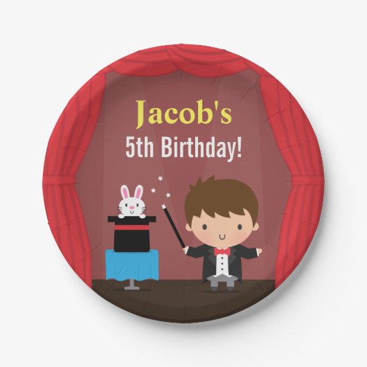 Assiettes En Carton Le magicien mignon badine les approvisionnements (Devant)