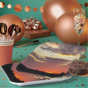Assiettes En Carton Le magnifique Sunset Texas Hill Country