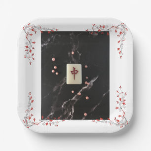 Assiettes En Carton Le Mahjong plaque de papier à thème avec le Dragon