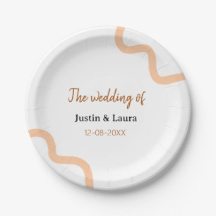 Assiettes En Carton Le mariage de nom de la mariée et du marié date pê