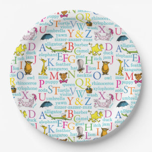 Assiettes En Carton Le modèle ABC de Dr Seuss avec des mots