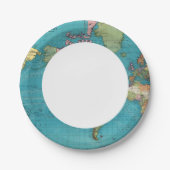 Assiettes En Carton Le monde, la projection de Mercator (Devant)