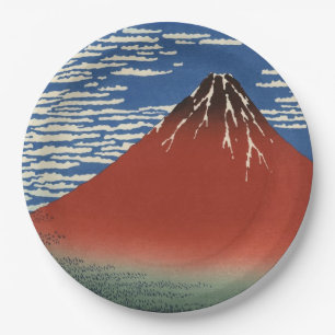 Assiettes En Carton Le Mont Fuji par temps clair (Fuji Rouge) (Hokusai
