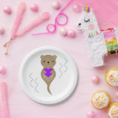 Assiettes En Carton Le mou Otter embrasse un coeur violet (Fête)