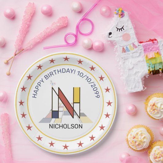 Assiettes En Carton Le néoplasticisme est un monogramme élégant. Lettr (Fête)