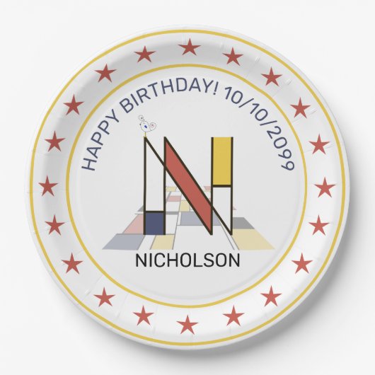 Assiettes En Carton Le néoplasticisme est un monogramme élégant. Lettr (Devant)