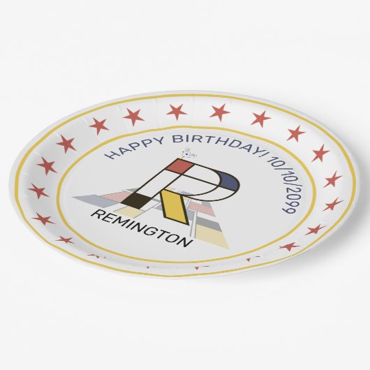 Assiettes En Carton Le néoplasticisme est un monogramme élégant. Lettr (Angle)