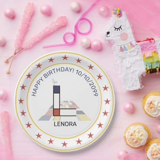 Assiettes En Carton Le néoplasticisme est un monogramme élégant. Lettr (Fête)