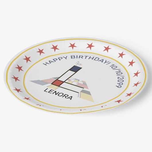 Assiettes En Carton Le néoplasticisme est un monogramme élégant. Lettr (Angle)