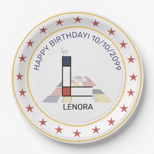 Assiettes En Carton Le néoplasticisme est un monogramme élégant. Lettr (Devant)