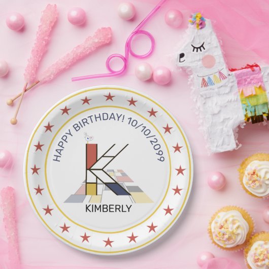 Assiettes En Carton Le néoplasticisme est un monogramme élégant. Lettr (Fête)