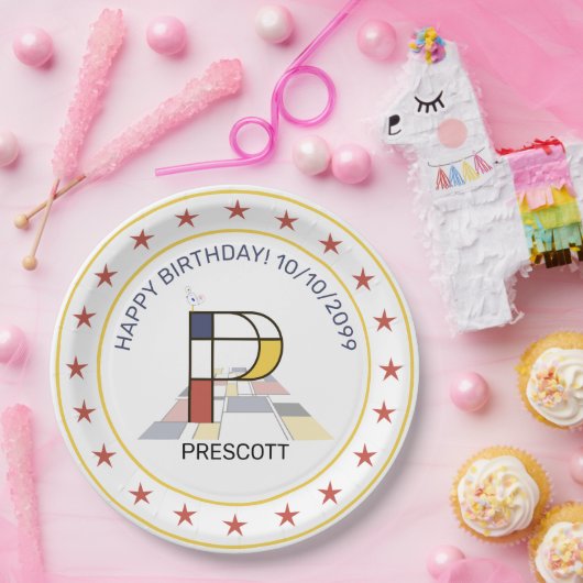 Assiettes En Carton Le néoplasticisme est un monogramme élégant. Lettr (Fête)