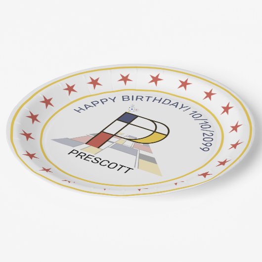 Assiettes En Carton Le néoplasticisme est un monogramme élégant. Lettr (Angle)