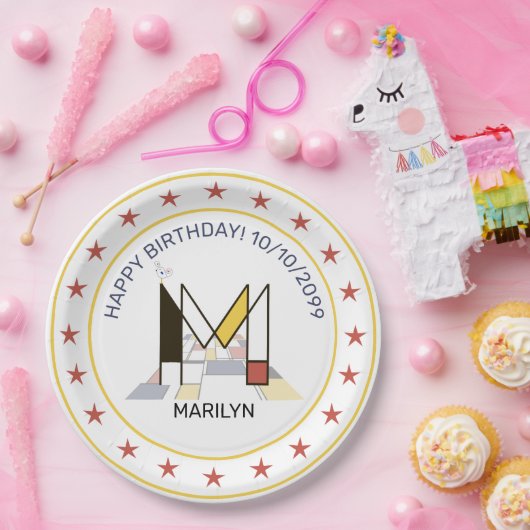 Assiettes En Carton Le néoplasticisme est un monogramme élégant. Lettr (Fête)