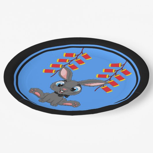 Assiettes En Carton Le Nouvel An Chinois Rabbit & pétards Chinois (Angle)