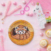 Assiettes En Carton Le panda rouge concernent le cubisme orange (Fête)